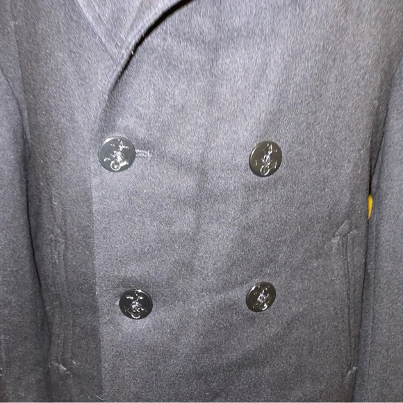 DSCP Quarterdeck Navy Pea Coat 100% Wool Men’s 40R Lined Anchor Button Accent - Picture 6 of 6